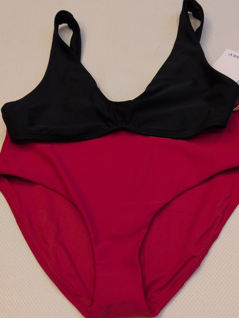 Quince Black Top with Red Bottom Bikini